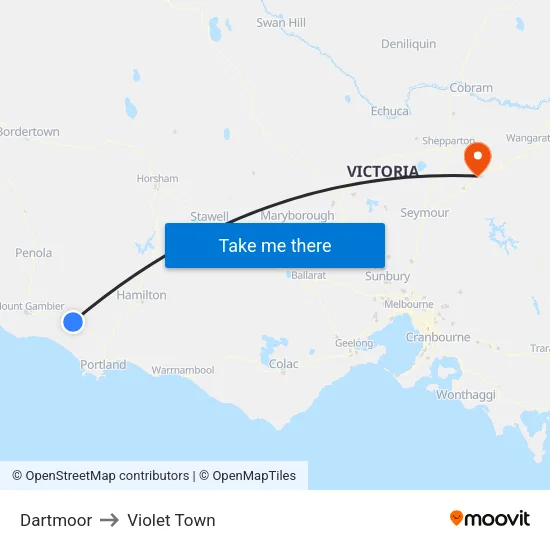 Dartmoor to Violet Town map