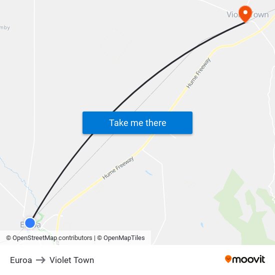 Euroa to Violet Town map