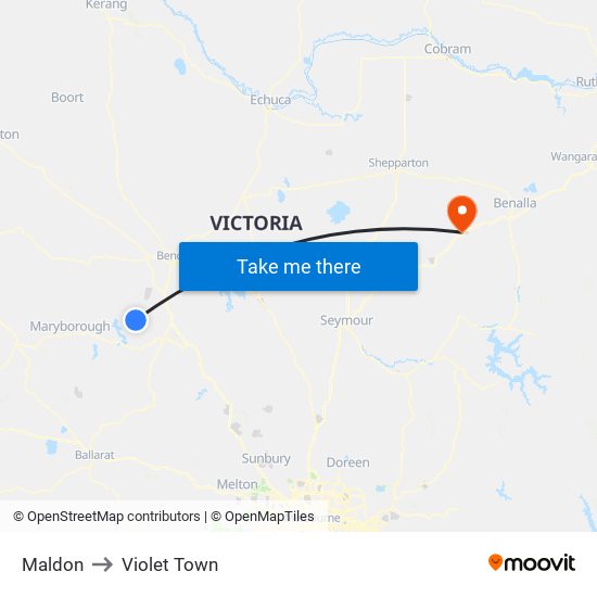 Maldon to Violet Town map