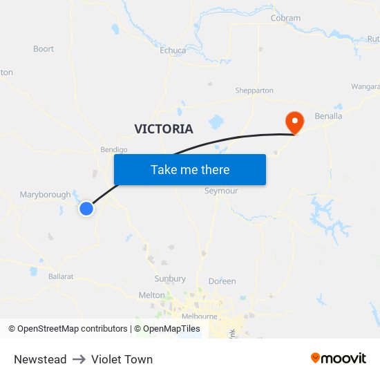 Newstead to Violet Town map