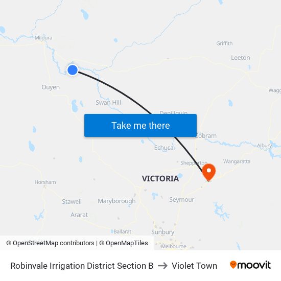 Robinvale Irrigation District Section B to Violet Town map