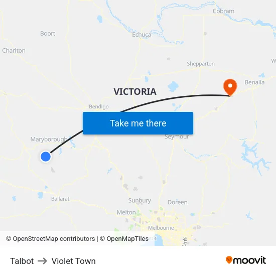 Talbot to Violet Town map