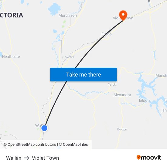 Wallan to Violet Town map