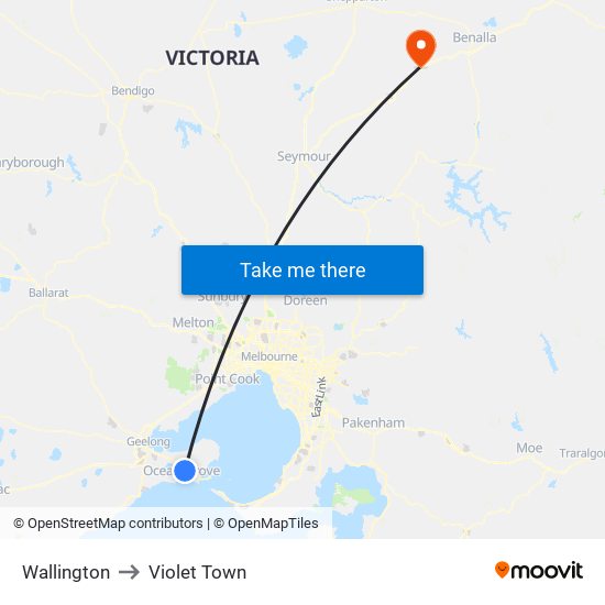 Wallington to Violet Town map
