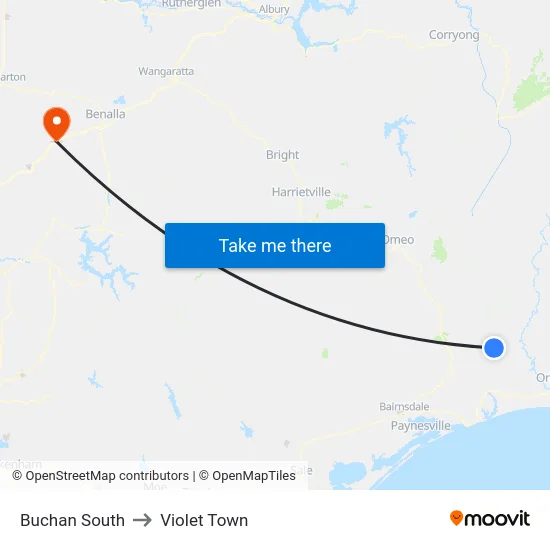 Buchan South to Violet Town map