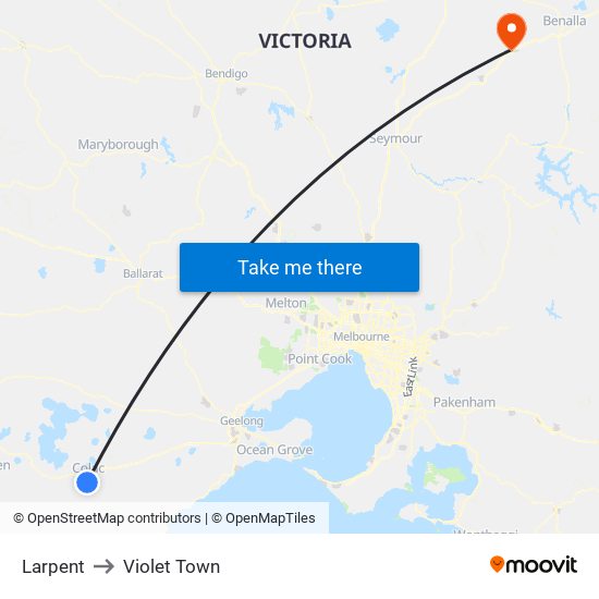 Larpent to Violet Town map