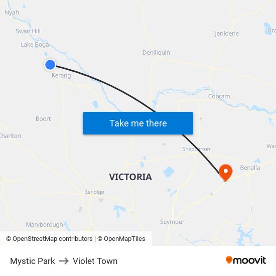 Mystic Park to Violet Town map