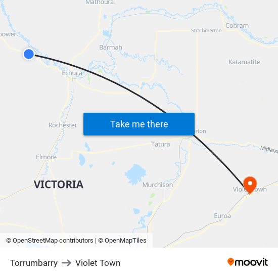 Torrumbarry to Violet Town map