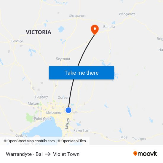 Warrandyte - Bal to Violet Town map