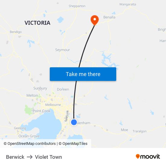 Berwick to Violet Town map