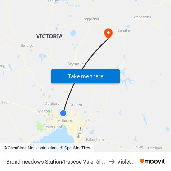 Broadmeadows Station/Pascoe Vale Rd (Broadmeadows) to Violet Town map