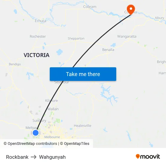 Rockbank to Wahgunyah map