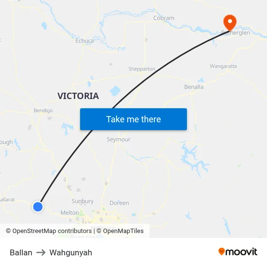 Ballan to Wahgunyah map