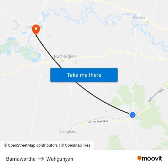 Barnawartha to Wahgunyah map