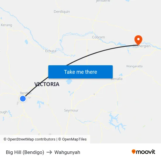 Big Hill (Bendigo) to Wahgunyah map