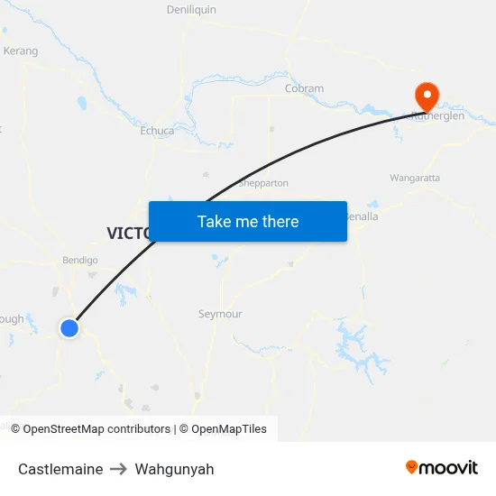 Castlemaine to Wahgunyah map