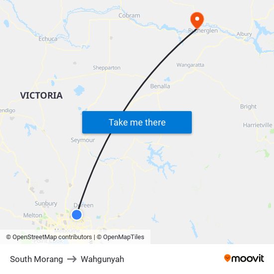 South Morang to Wahgunyah map