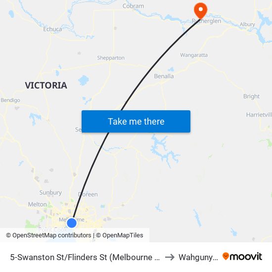 5-Swanston St/Flinders St (Melbourne City) to Wahgunyah map