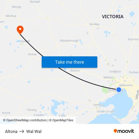 Altona to Wal Wal map