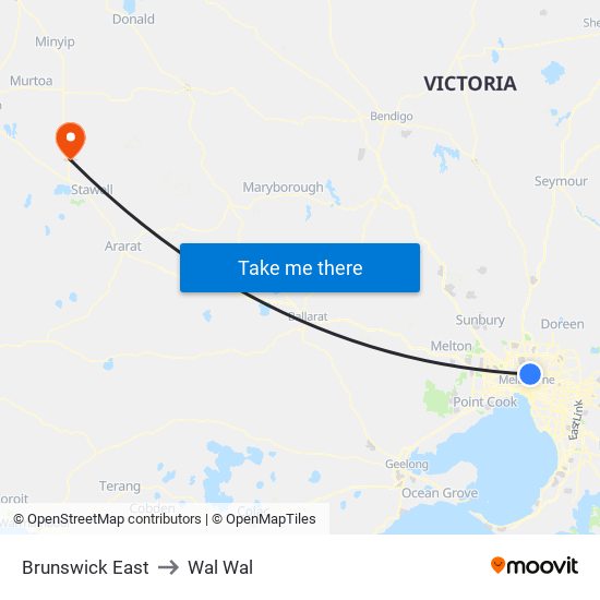 Brunswick East to Wal Wal map