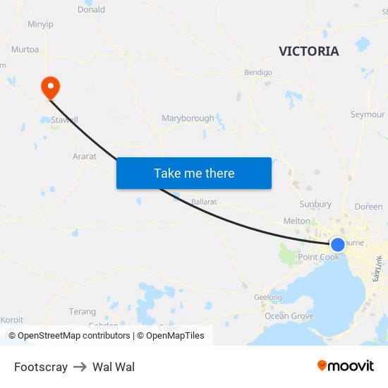 Footscray to Wal Wal map