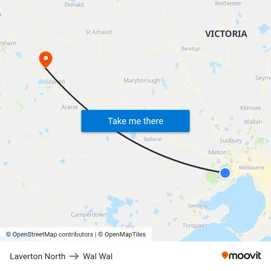 Laverton North to Wal Wal map