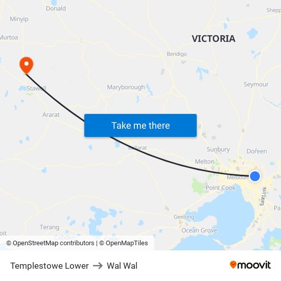 Templestowe Lower to Wal Wal map