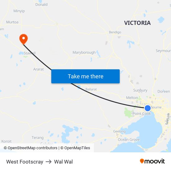 West Footscray to Wal Wal map