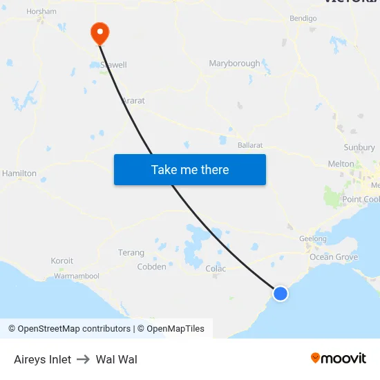 Aireys Inlet to Wal Wal map