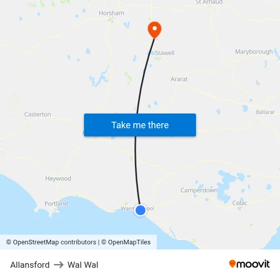 Allansford to Wal Wal map