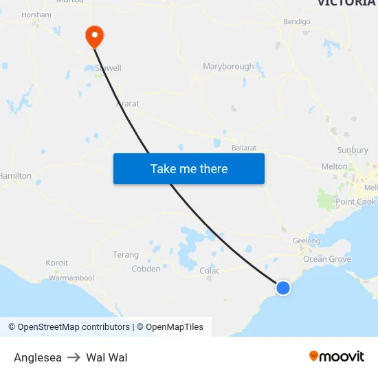 Anglesea to Wal Wal map