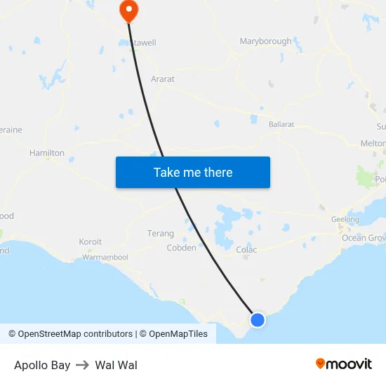 Apollo Bay to Wal Wal map