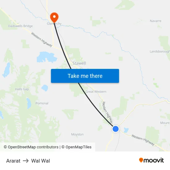 Ararat to Wal Wal map