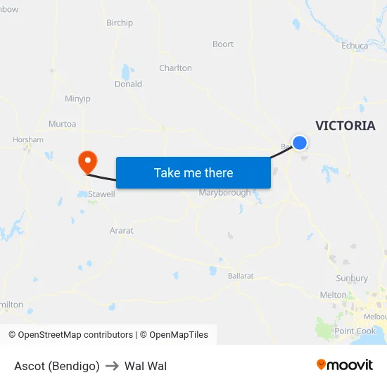 Ascot (Bendigo) to Wal Wal map