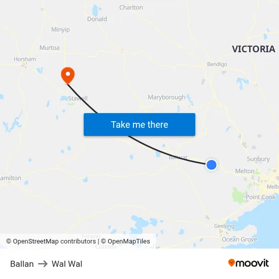 Ballan to Wal Wal map