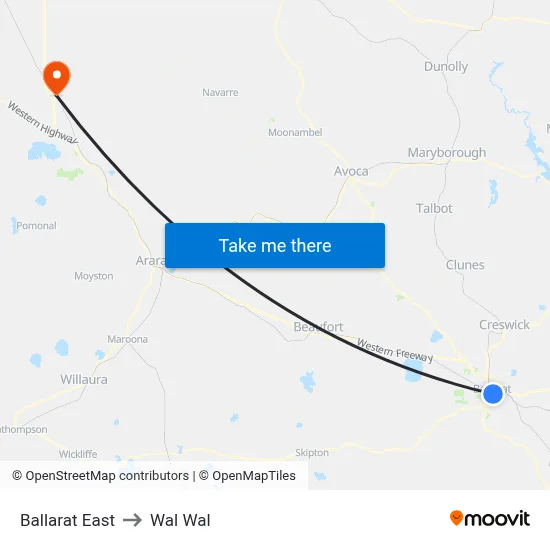 Ballarat East to Wal Wal map