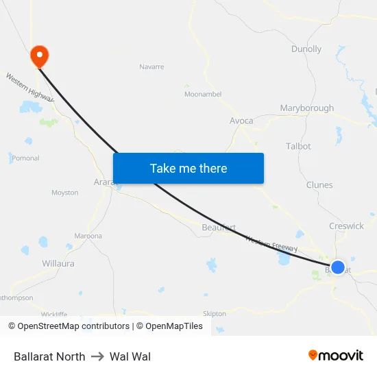Ballarat North to Wal Wal map