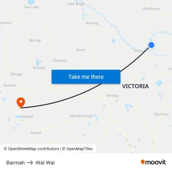 Barmah to Wal Wal map