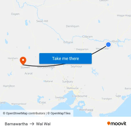 Barnawartha to Wal Wal map