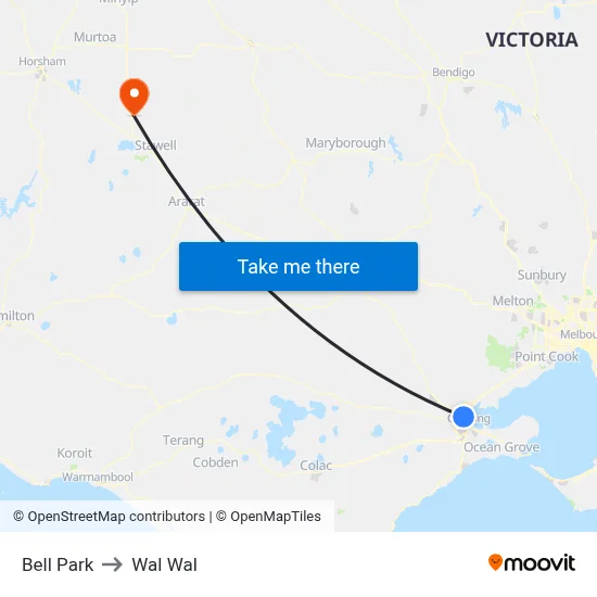 Bell Park to Wal Wal map