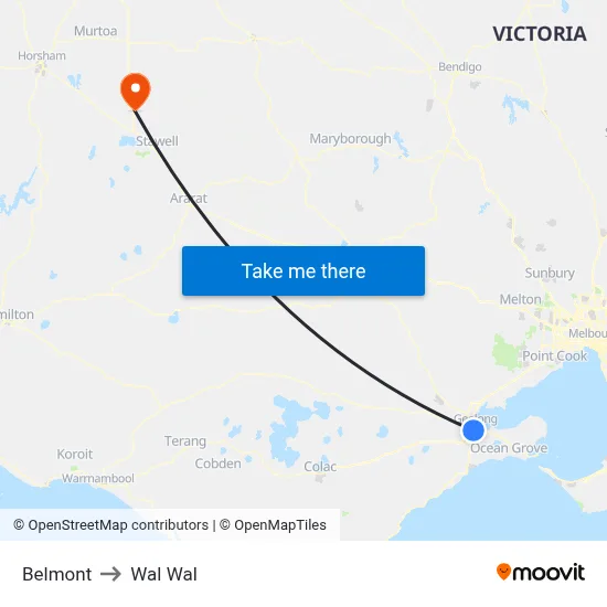 Belmont to Wal Wal map