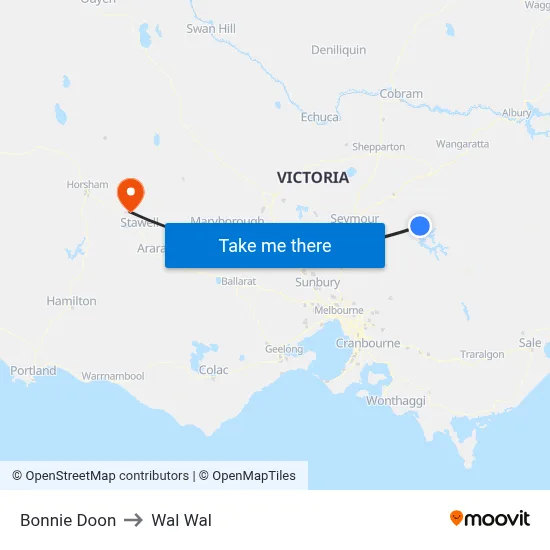Bonnie Doon to Wal Wal map