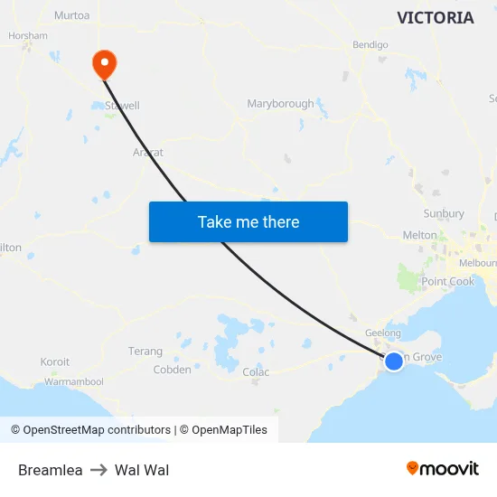 Breamlea to Wal Wal map