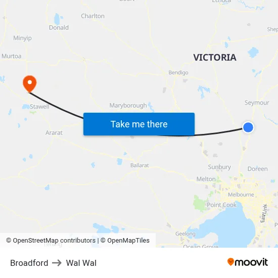 Broadford to Wal Wal map