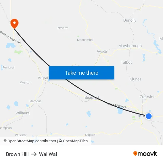 Brown Hill to Wal Wal map