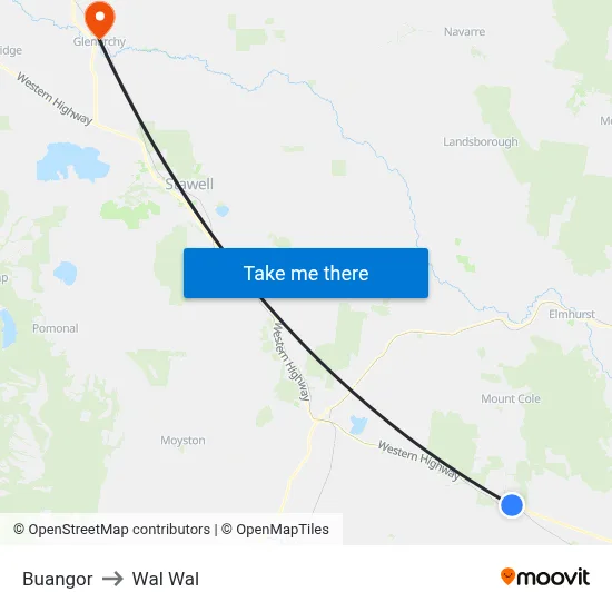 Buangor to Wal Wal map