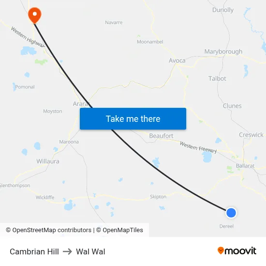 Cambrian Hill to Wal Wal map