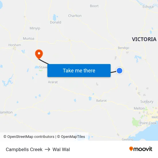 Campbells Creek to Wal Wal map