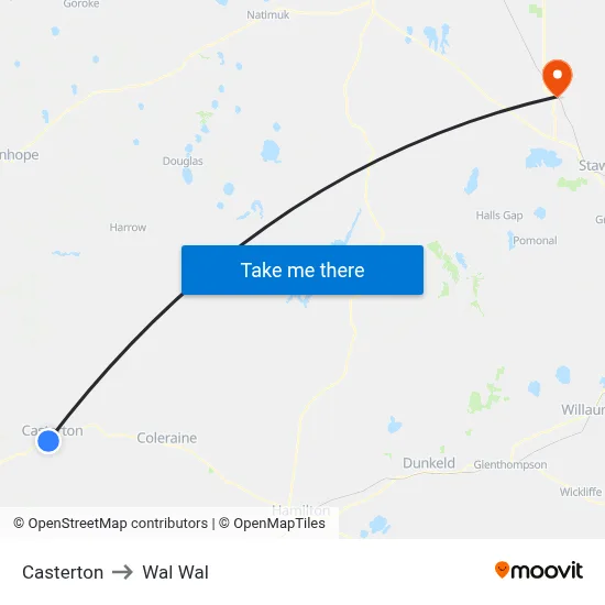 Casterton to Wal Wal map