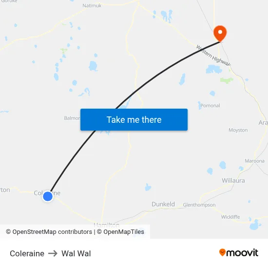 Coleraine to Wal Wal map